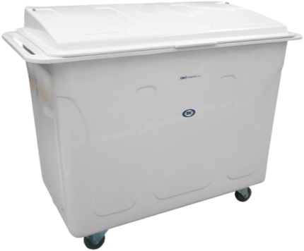 CARRO CONTAINER EM FIBERGLASS COM TAMPA - 630 LITROS RODÍZIOS 04"