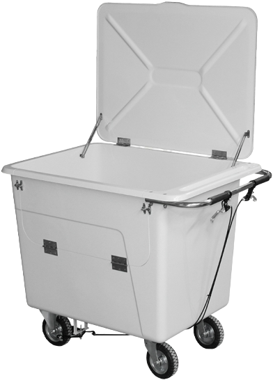 CARRO CONTAINER EM FIBERGLASS COM TAMPA - 345 LITROS PNEUS MACIÇOS 06" COM SISTEMA DE FREIOS - COM PORTA LATERAL