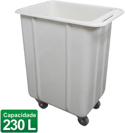 HAMPER EM FIBERGLASS SEM TAMPA CAPACIDADE 230 LITROS RODÍZIOS 04"
